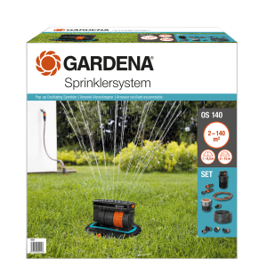 Gardena kompletan set s OS 140 uvlačivim četverostranim prskalicom
